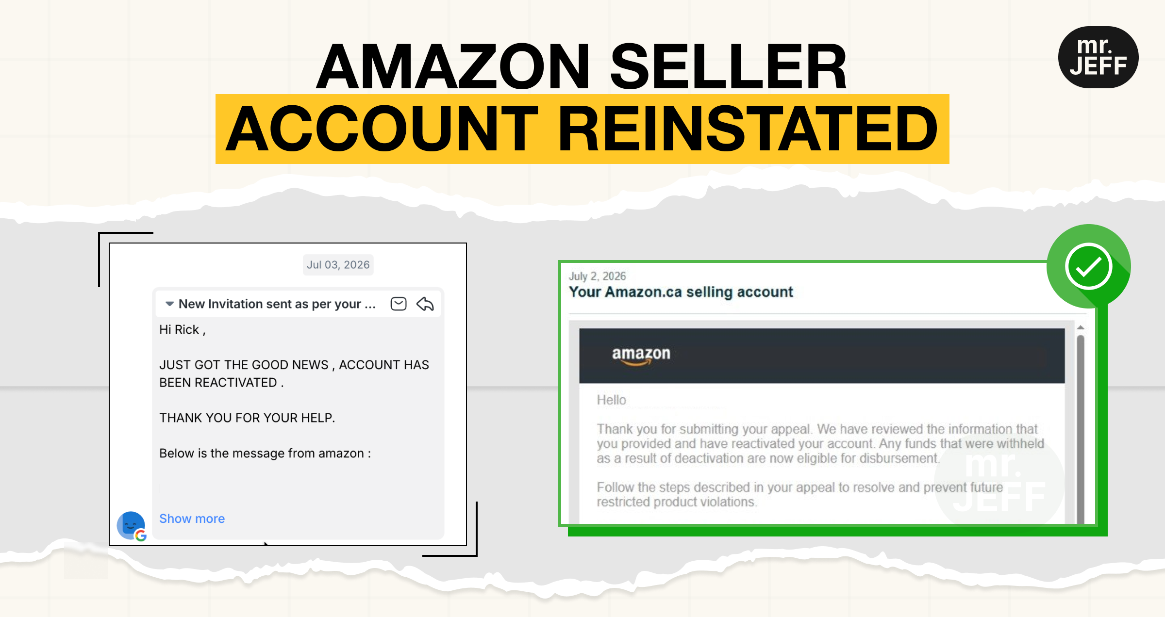 Amazon seller account reinstatement service - Mr. Jeff AMZ